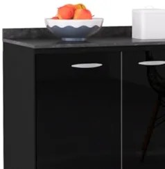 Balcão Cozinha Pia 120cm com Tampo Classic Z46 Preto/Marmore - Mpozena
