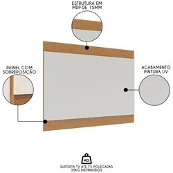 Painel para TV 75 Pol Chile e Rack Bancada Itália C05 Off White Matte/
