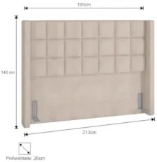 Cabeceira Cama Box Casal King 195cm Pisa Z37 Linho Bege Cru - Mpozenat