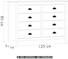Cômoda Para Quarto 125cm Com 8 Gavetas Lázio Freijó F07     - Mpozenat