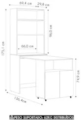 Mesa Escrivaninha Bancada de Estudos Para Quarto Salt Preto Z06 - Mpoz