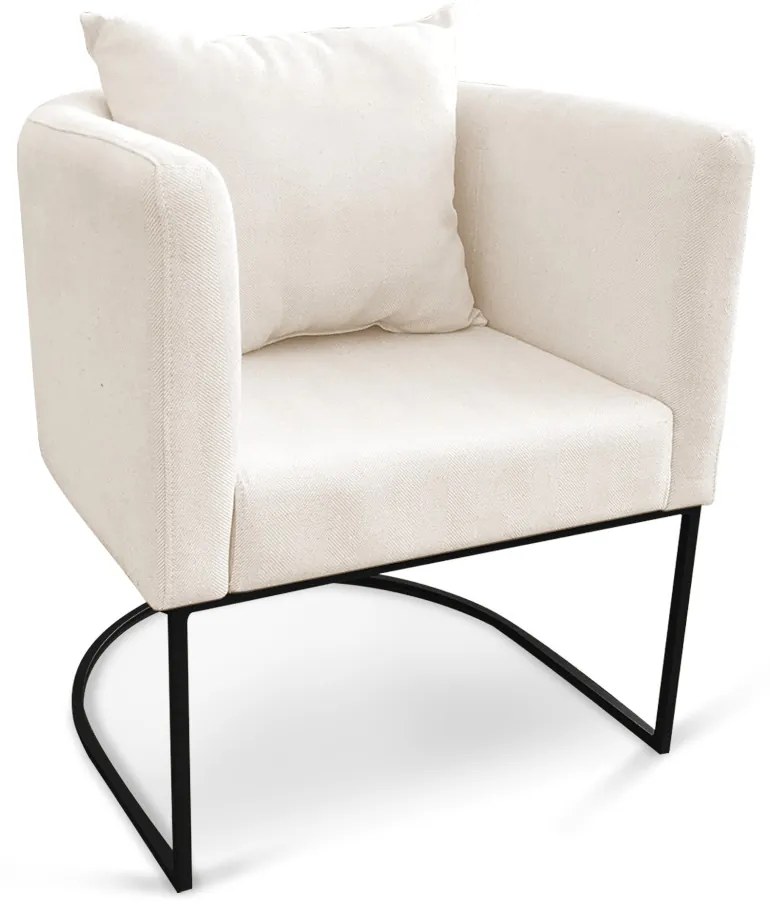 Poltrona Paola Linho Base Metálica Preto D03 - D'Rossi  - A27 Areia