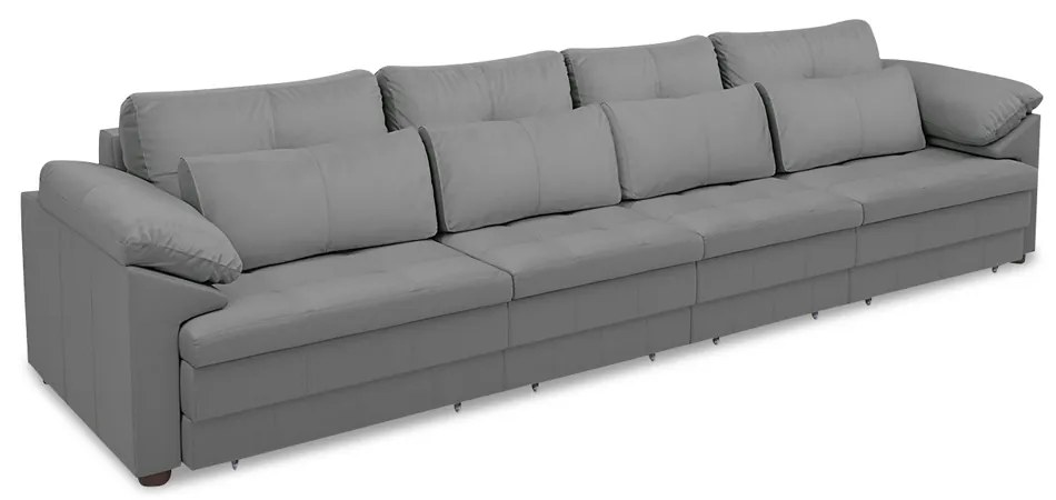 Sofá Retrátil Elétrico Sala de Estar Nolan Bipartido 339cm Conforto Premium em Couro Cinza G58 - Gran Belo
