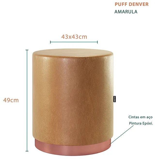 Puff Decorativo Redondo Denver Corano Amarula - Sheep Estofados - Marrom amarelado