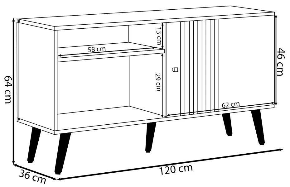 Rack Bancada Ruan MDP/MDF TV até 50 Polegadas Porta e Nichos Nature/Off White G77 - Gran Belo