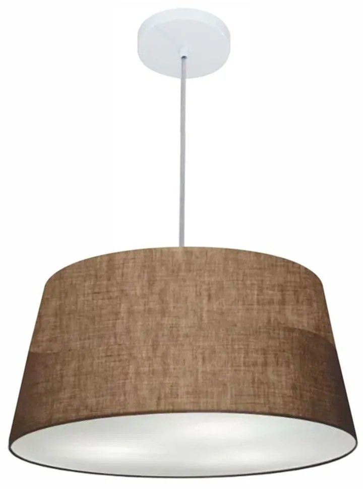 Lustre Pendente Cone Md-4050 Cúpula em Tecido 21/50x40cm Café - Bivolt