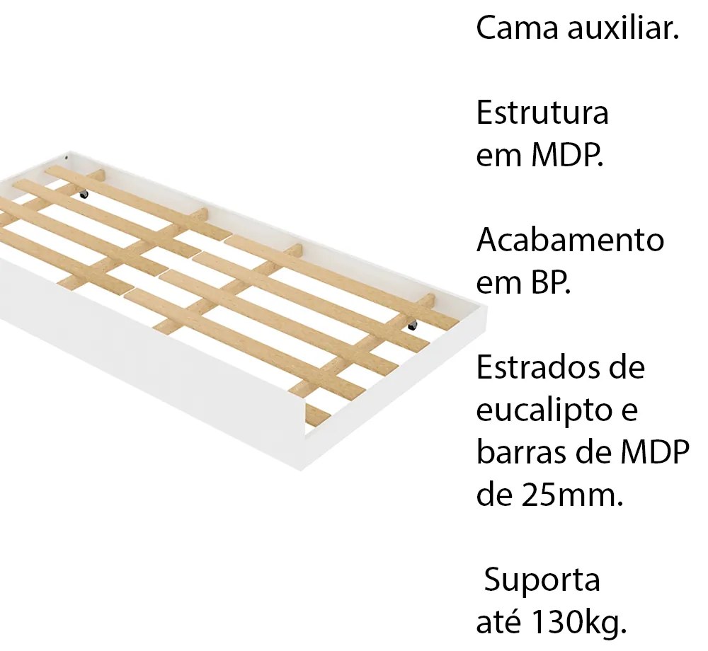 Cama auxiliar MDP CM8008 Branco G69 - Gran Belo