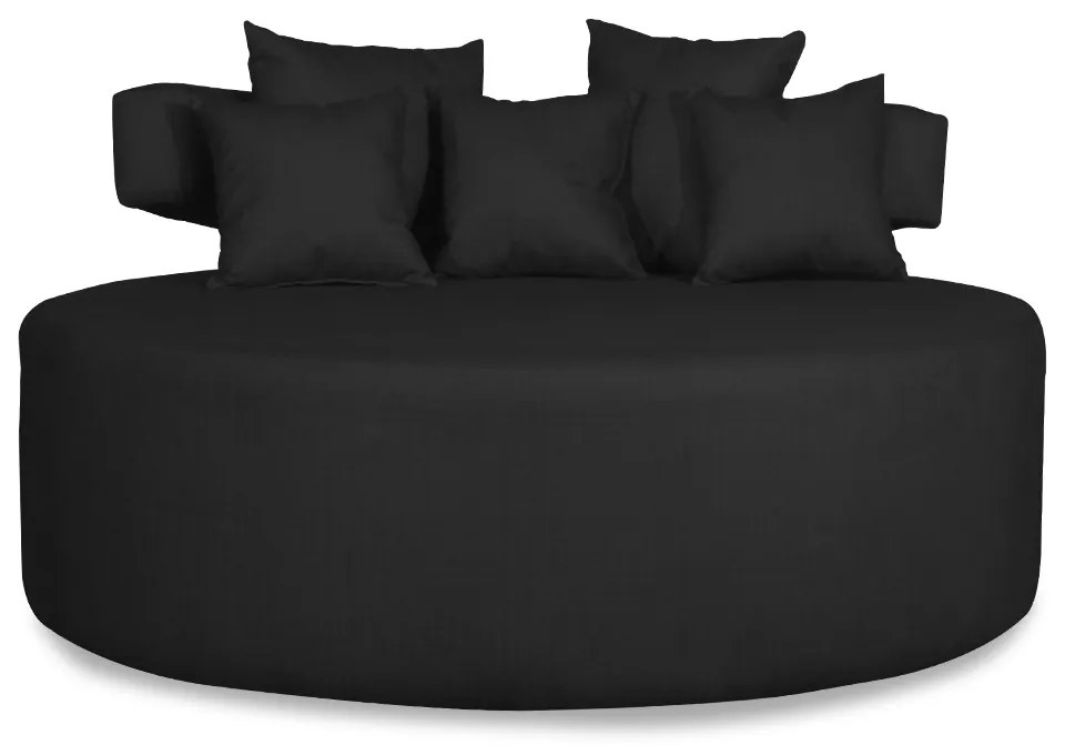 Sofá Puff Poltrona Eva Redondo 02 Lugares Suede Preto