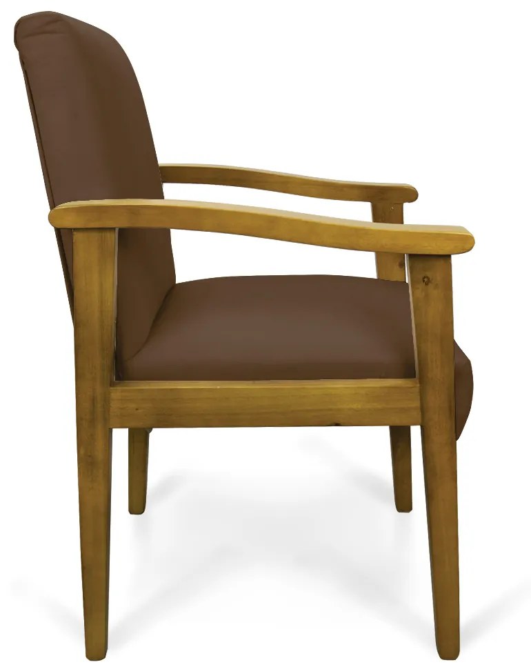 Poltrona Eloisa Suede Marrom Base de Madeira Castanho