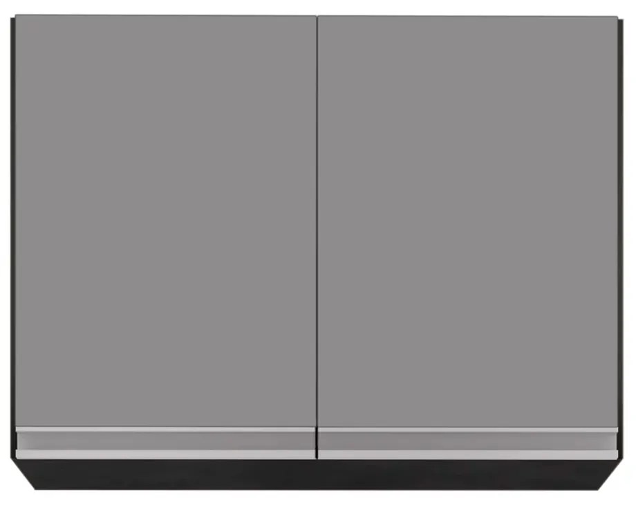 Armário Aéreo de Cozinha Lavanderia 02 Portas Eva 80 cm L06 - D'Rossi - Preto e Cinza