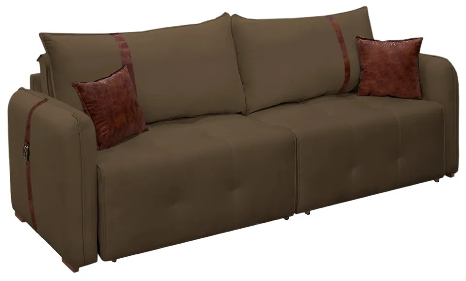 Sofá-Cama 2,30 m Retrátil e Reclinável 2 Lugares Elegance - Veludo Marrom