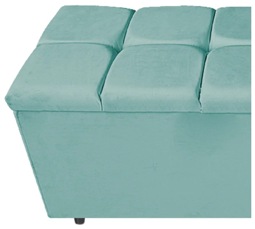 Calçadeira Estofada Manchester 90 cm Solteiro Suede Azul Tiffany - ADJ Decor