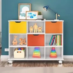 Kit 2 Nichos Organizadores com Rodízios Toys 3 Gavetas Q01 Branco/Colo