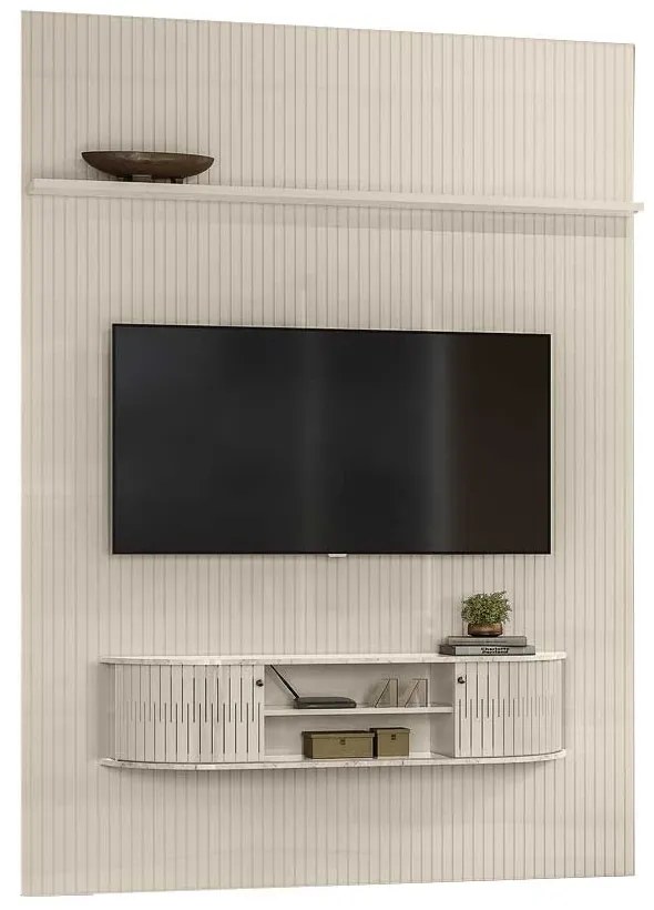 Home Theater Killua 2 Portas Deslizantes MDP até 65 Calacata/OffWhite G97 - Gran Belo