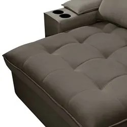 Sofá Retrátil 4 Lugares com Porta Copo 280cm Andes F05 Veludo Marrom -
