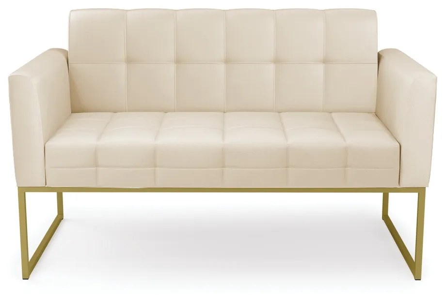 Sofá Namoradeira Elisa Corino Base Metálica Industrial Dourado - D'Rossi - Bege