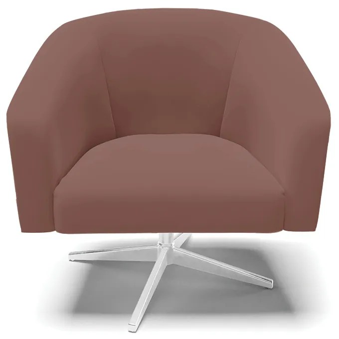 Poltrona Decorativa Giratória Cromada Stella Veludo Rosê D03 - D'Rossi