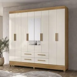 Guarda Roupa Casal 204cm Com Espelho Vitta Freijó/Off Z17    - Mpozena