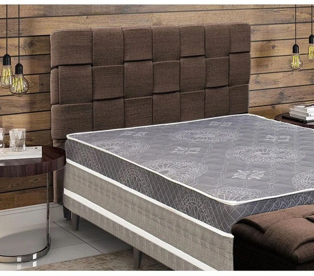 Cabeceira Cama Box Casal Queen 160 cm Ravena Linho Marrom - Simbal - Marrom