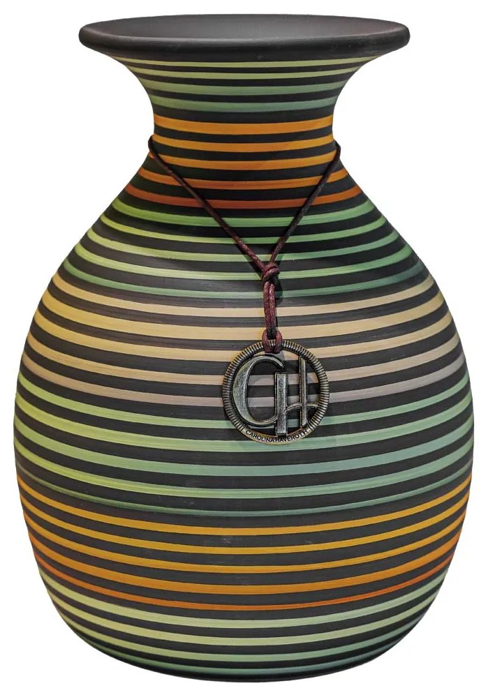 Vaso Bojudo com Aba Decorativo em Cerâmica - Maruaga Listrada Fosco Kleiner