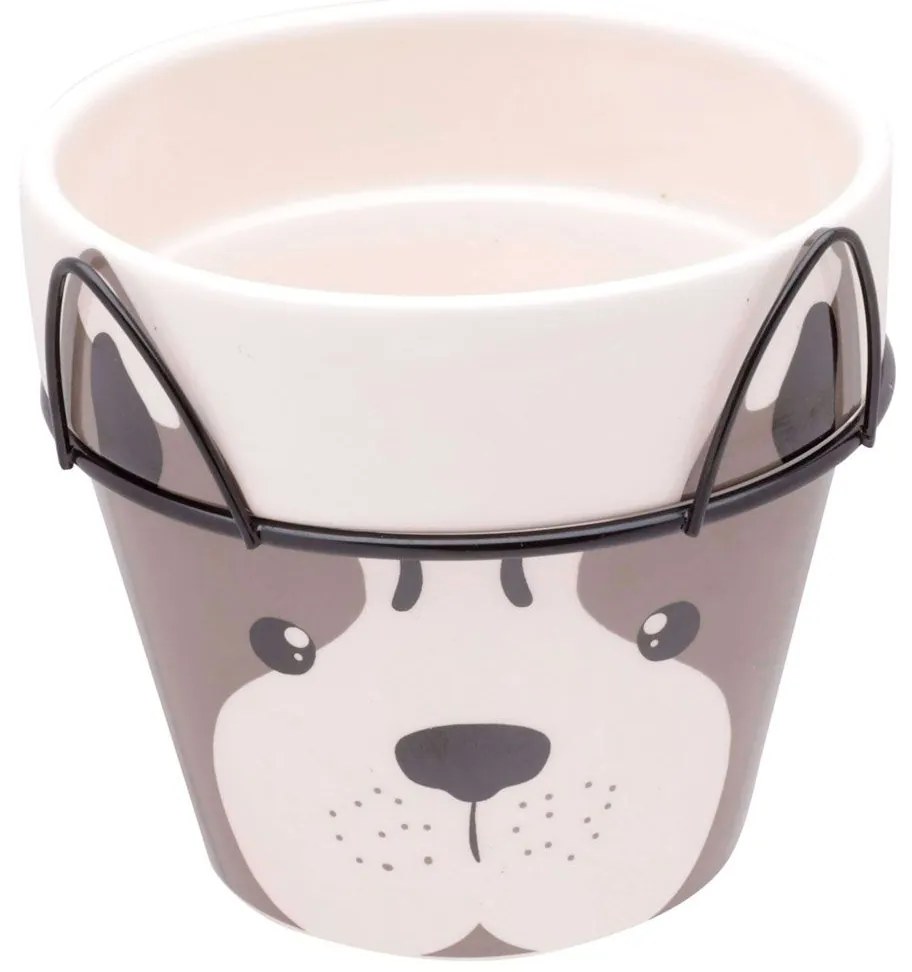 Vaso Cerâmica Decorativo Dog Face com Suporte