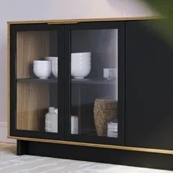 Conjunto Sala de Jantar Cristaleira Tijuca e Buffet Vicky C05 Preto Fo