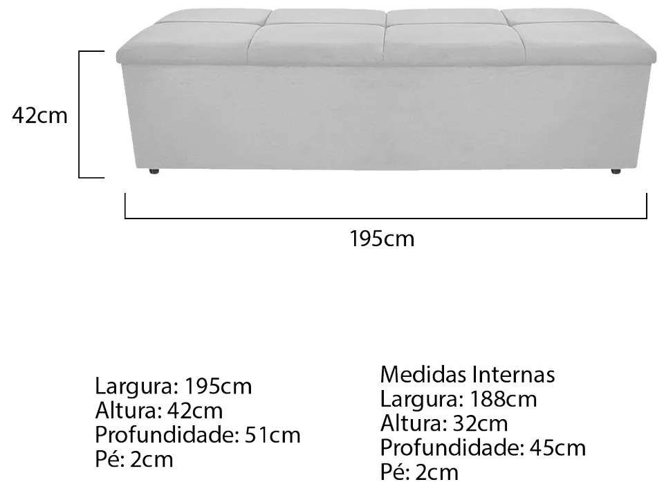 Calçadeira Munique 195 cm King Size Suede Branco - ADJ Decor