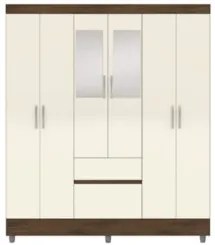 Guarda Roupa Solteiro 154cm Com Espelho Mayra Imbuia/Champanhe V02 - M