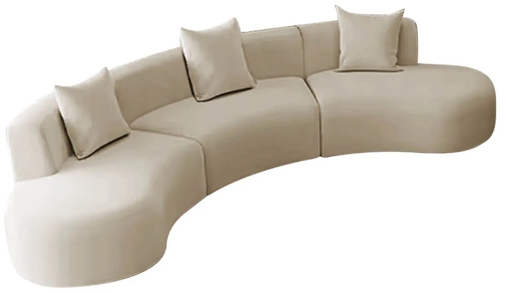Kit Sofá Modular 4 Lugares 360cm Moderno Curvo Orgânico Duna Linho