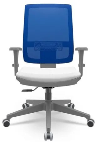 Cadeira Brizza Diretor Grafite Tela Azul Assento Aero Branco Base RelaxPlax Piramidal - 66326 Sun House