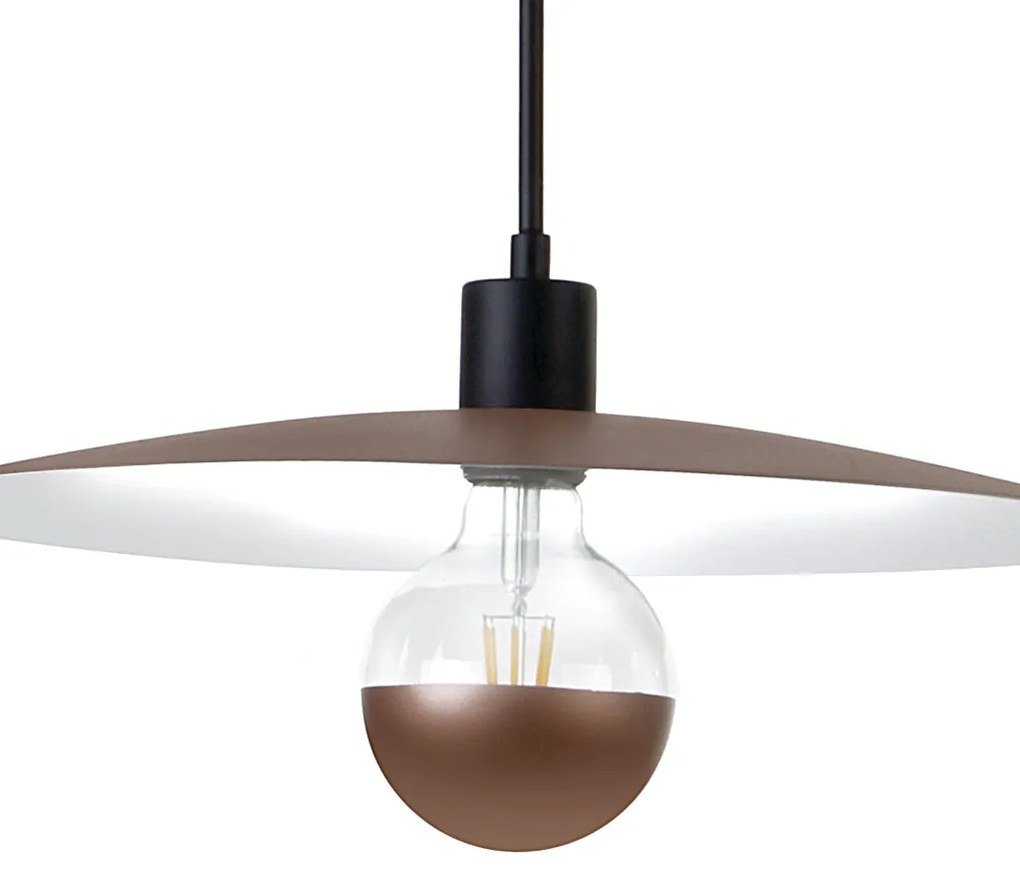 Pendente Eclisse Ø40X40Cm Disco Curvo Metal Alumínio 1Xe27 - Old Artis... (DENIM / COBRE BRILHO)