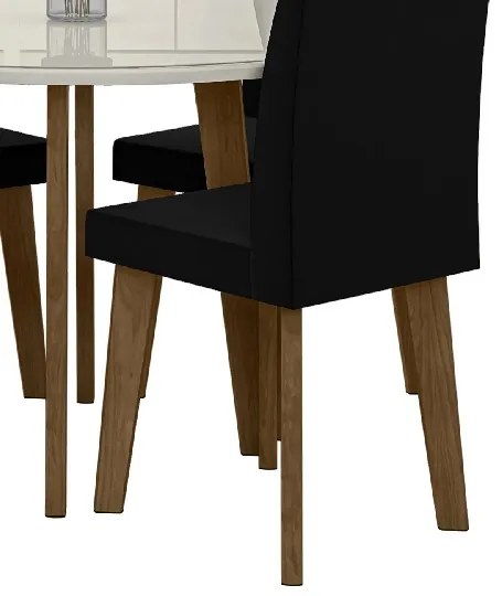 Mesa De Jantar Turmalina Com 4 Cadeiras Diamante Pés Oblongo Off White Com Aveludado Preto – RV Moveis