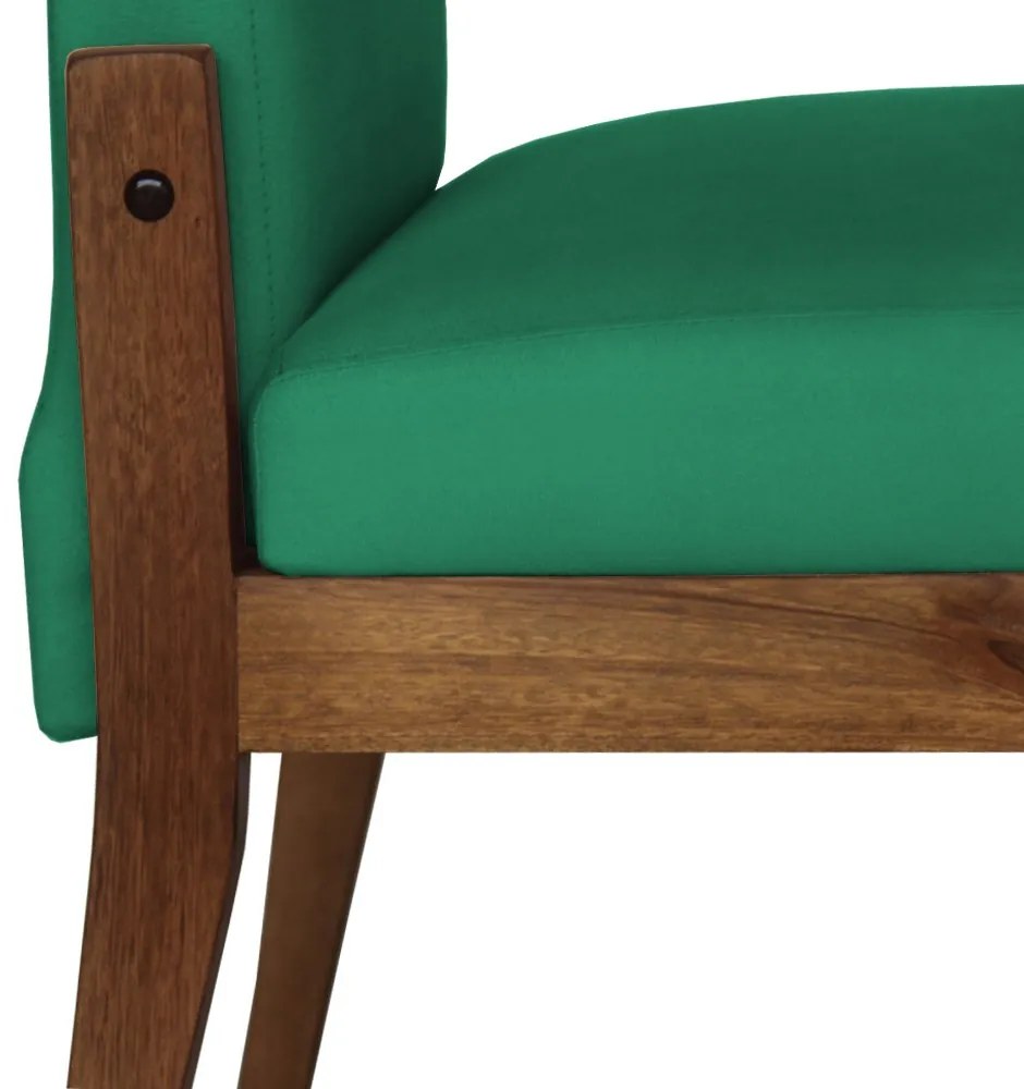 Cadeira De Jantar Aurora Base Madeira Maciça Estofada Suede Verde Bandeira