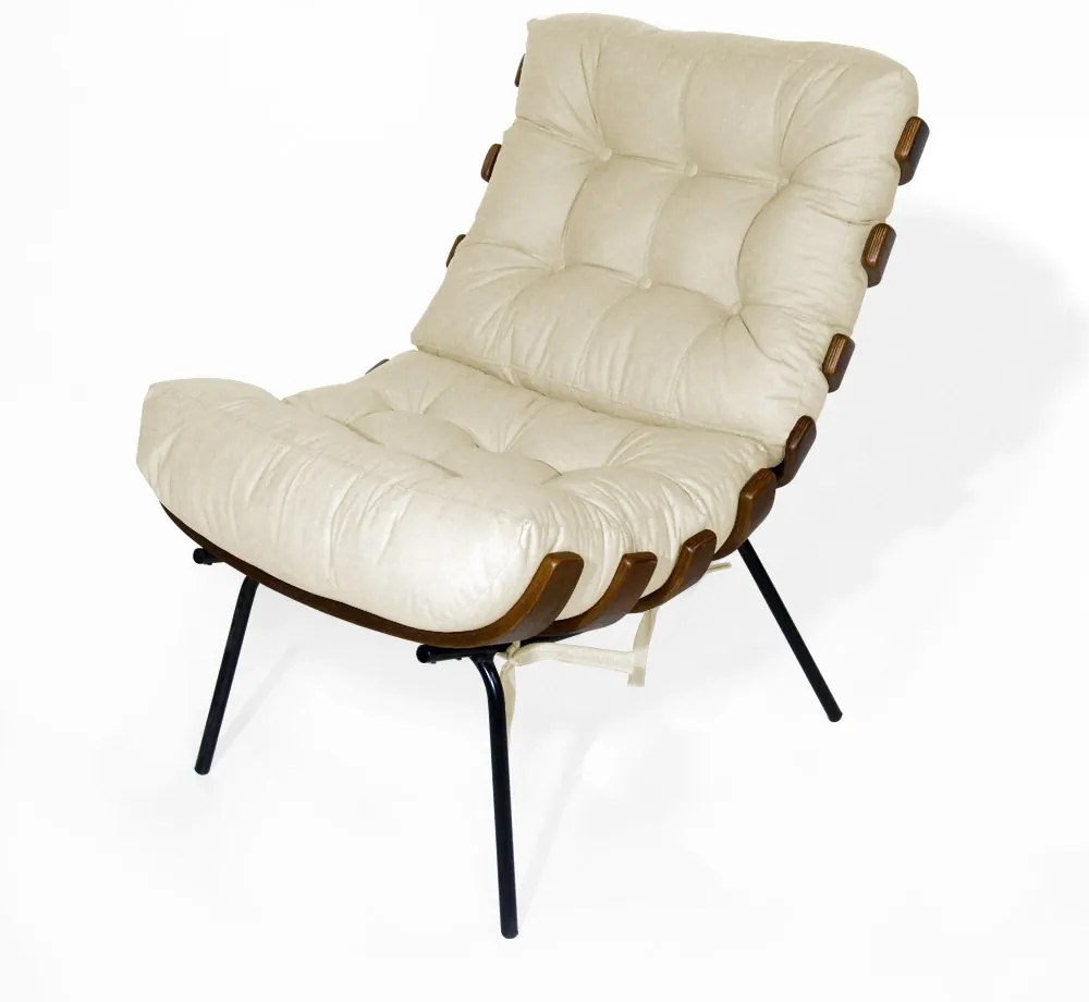 Poltrona Costela Rib Suede Bege