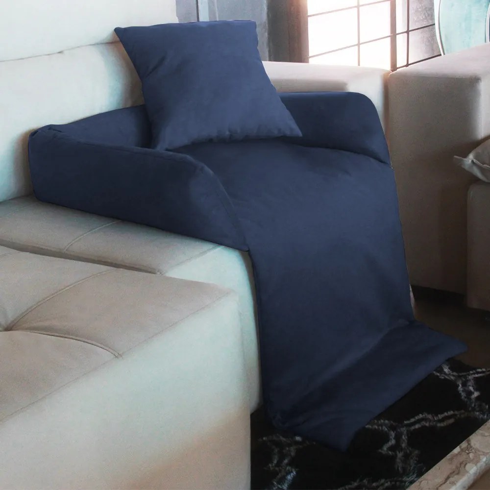 Protetor Para Sofá para Cães ou Gatos Grande Porte Fofinho Pet Protect Suede Azul Marinho