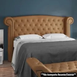 Cabeceira Cama Box Casal 140cm Provença Z37 Sintético Caramelo - Mpoze