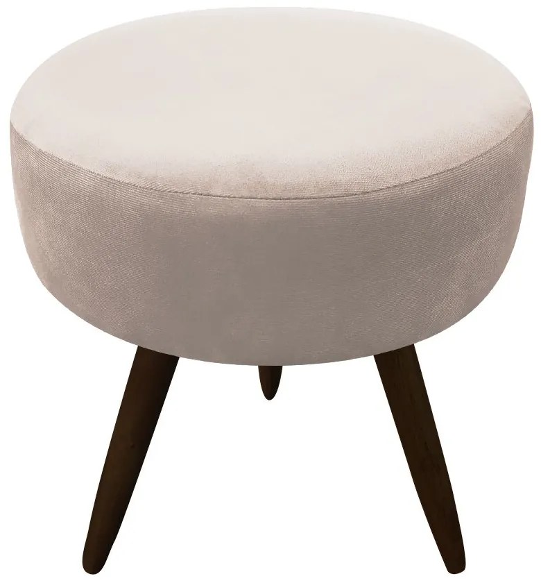 Puff Banqueta Berlim Redondo Suede Bege Pés Tabaco D'Rossi