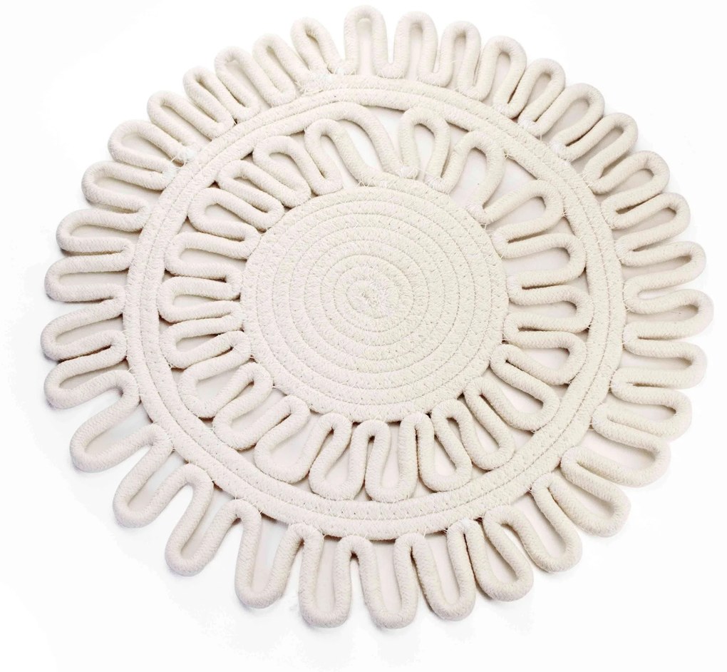 Centro de Mesa Em Corda Redondo Branco 38 Cm - D'Rossi