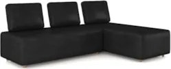 Sofá 3 Lugares Com Chaise 222cm Rovier Sintético Preto Z32 - Mpozenato