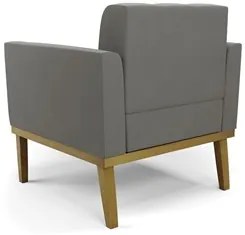 Poltrona Base Madeira Castanho Kit 2 Ana Suede Grafite - Ibiza