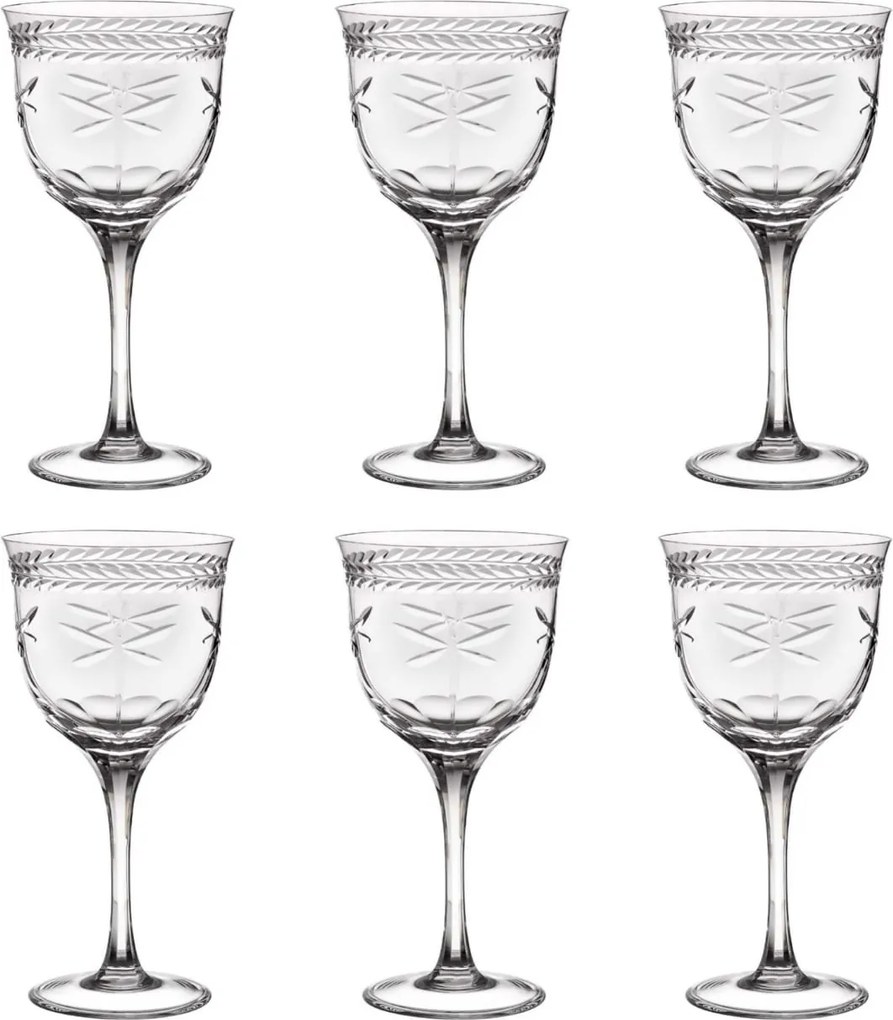 Jogo 6 Taças De Cristal Incolor Lapidado 87 P/ Água 400ml