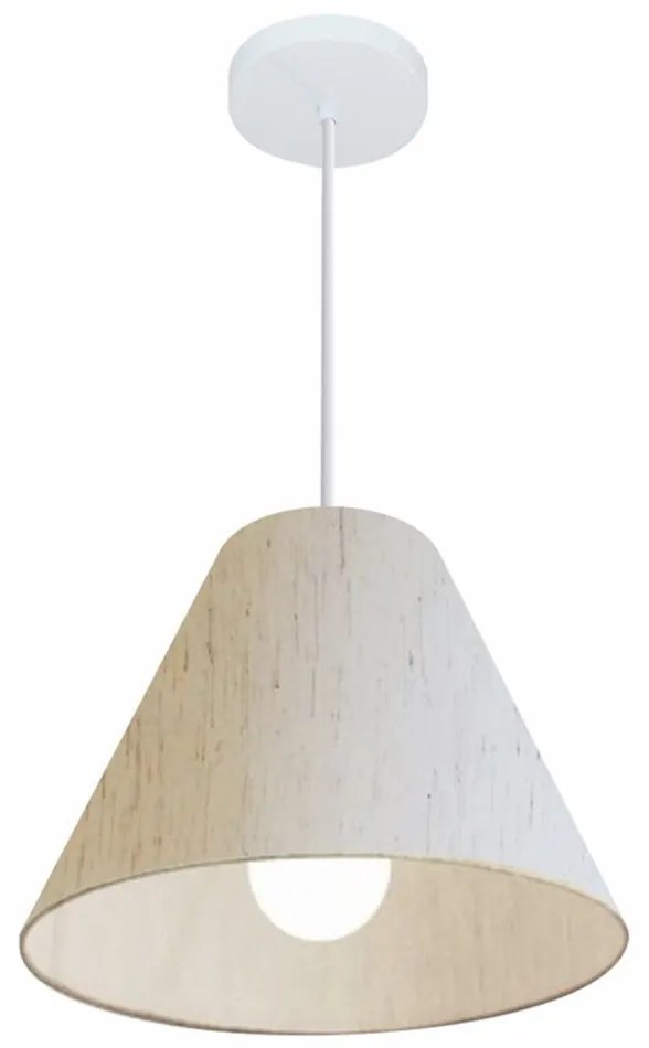 Lustre Pendente Cone Md-4028 Cúpula em Tecido 25/30x12cm Linho Bege - Bivolt
