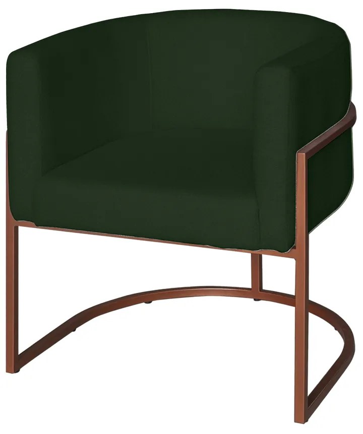 Poltrona Base Industrial Bronze Sala de Estar Lety Veludo - Verde