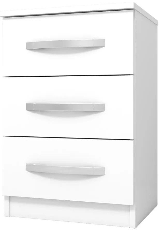 Mesa de Cabeceira 3 Gavetas Quarto Design Domus Branca