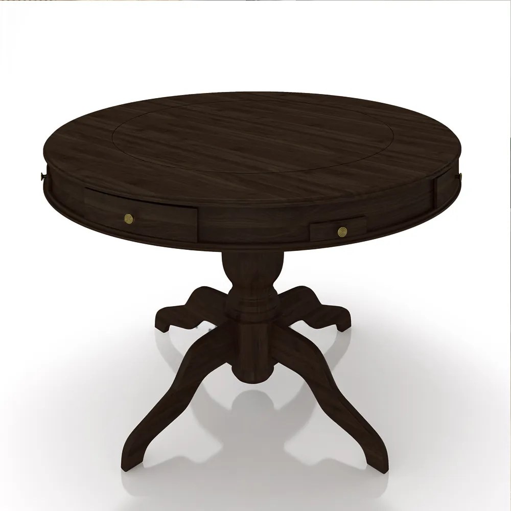Mesa de Jogos Carteado 4 Lugares Bellagio com Gavetas e Tampo Reversível Base Estrela com Tecido Capuccino/Verde G42 - Gran Belo