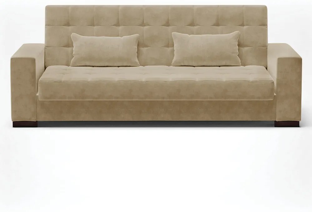 Sofá Cama Casal 3 Lugares 210cm Lisboa Suede  D03 - D'Rossi - Marrom Rato
