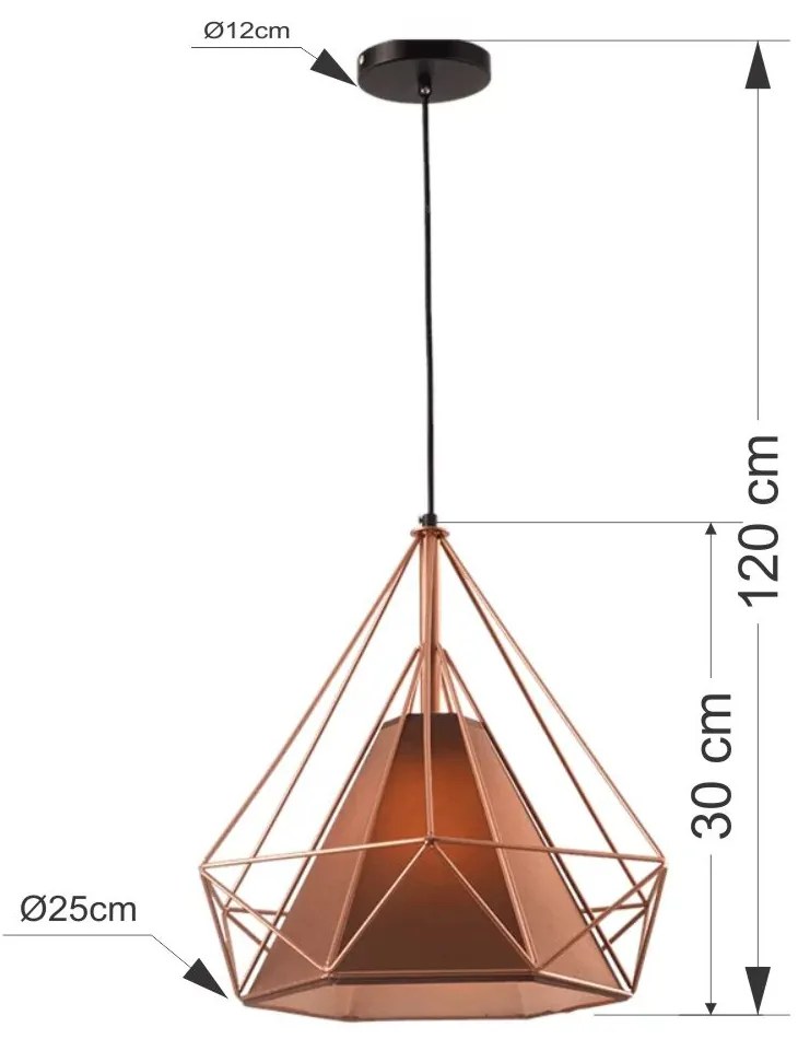 Pendente Alumínio RPX Aramado Piramidal 25cm Cobre/Café - Startec Bivolt