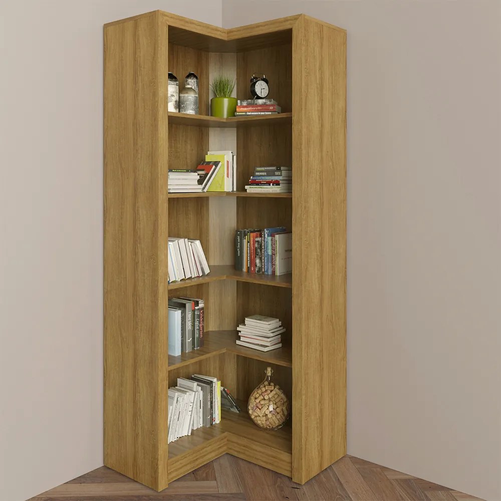 Armário Estante de Canto Alto para Escritório Home Office ME4132 MDP Amendoa G69 - Gran Belo