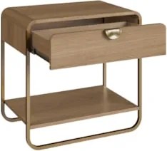 Mesa de Cabeceira Quarto 60cm 1 Gaveta Mario Hanover/Dourado A10 - Mpo