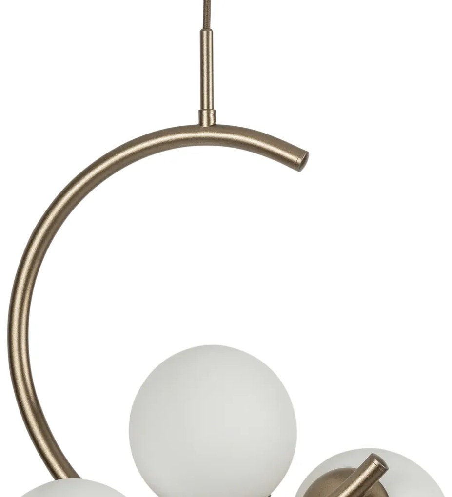 Pendente Astral 42,5X30X23Cm 3Xg9 Globo Ø12Cm - Usina 16940/3 (OL-F / DR-PV - Verde Oliva Fosco / Dourado Brilho Polido Verniz, TRANSPARENTE)